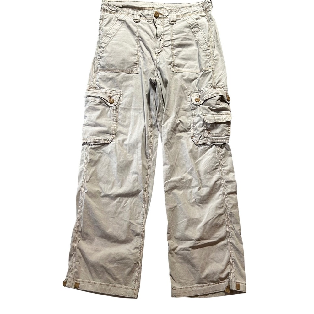 VTG Y2K American Eagle Cargo Pants Womens 10 Tan Baggy Jogger Stretch Khaki
